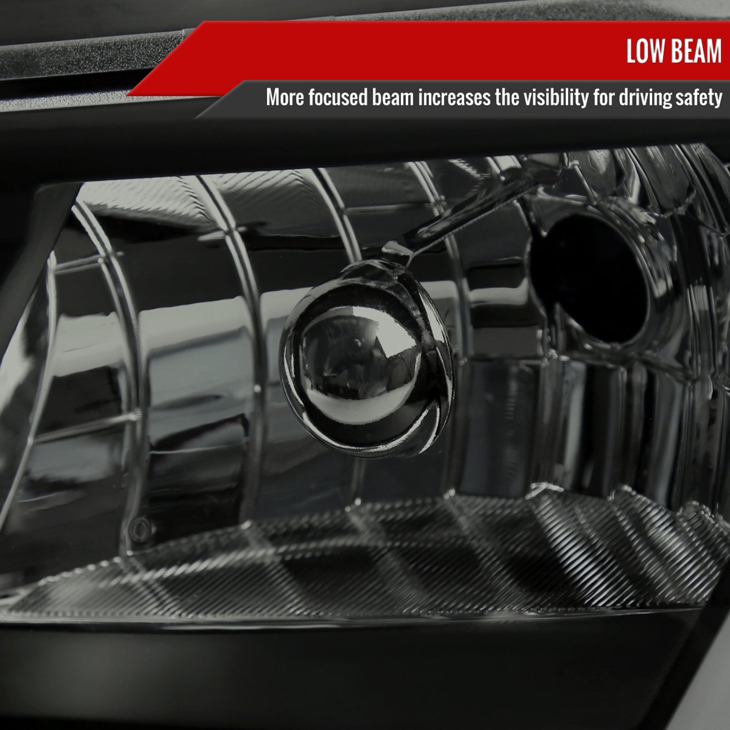 2000-2005 Chevy Impala LED Bar Factory Style Headlights Matte Black/Smoke Lens