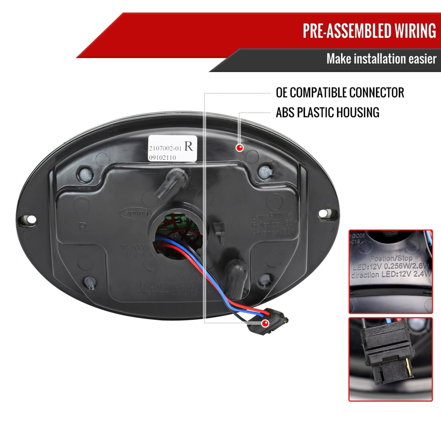 1997-2004 Chevy Corvette C5 LED Tail Lights Matte Black Housing/Clear Lens