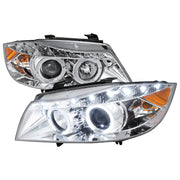 2006-2008 BMW E90 3 Series Sedan Dual Halo Headlights LED Light Chrome