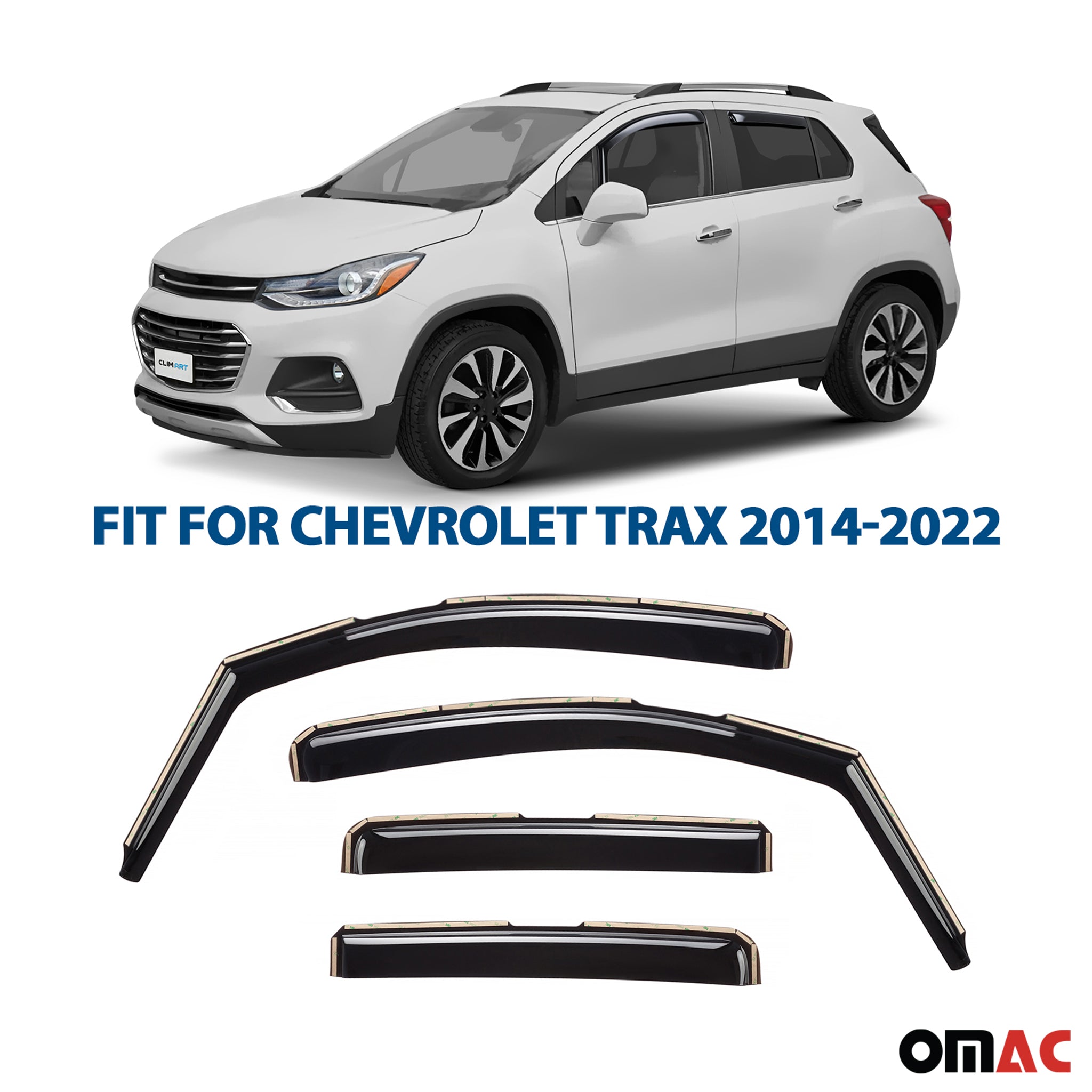 Clim Art Wind Deflectors for Buick Encore 2013-2022 Shatterproof Dark Smoke 4x