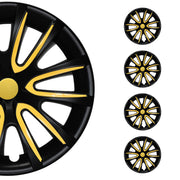 Bicolo Hub Caps Wheel Cover 16" Black Matt & Yellow Full Set 4 pcs.