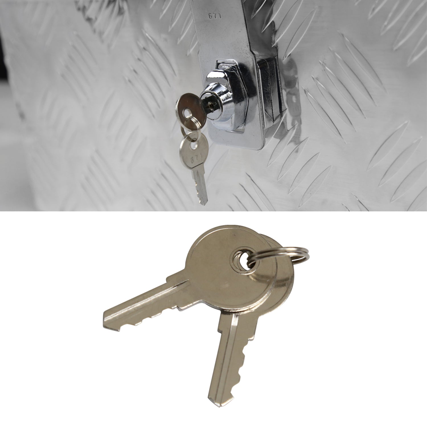 Universal 20" Heavy Duty Silver Aluminum Tool Box w/ Lock & Keys