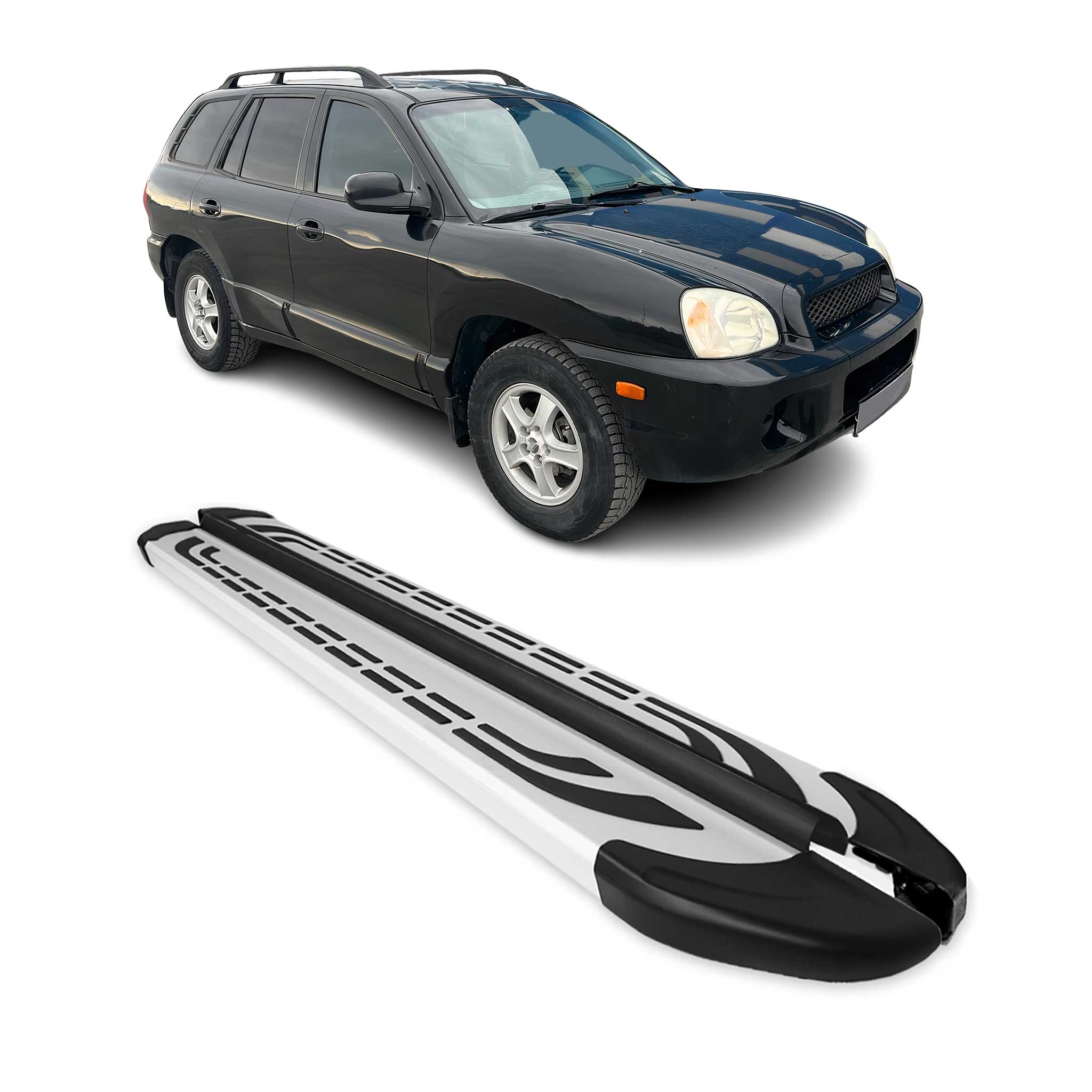 2001-2006 Hyundai Santa Fe Running Boards Side Steps Silver