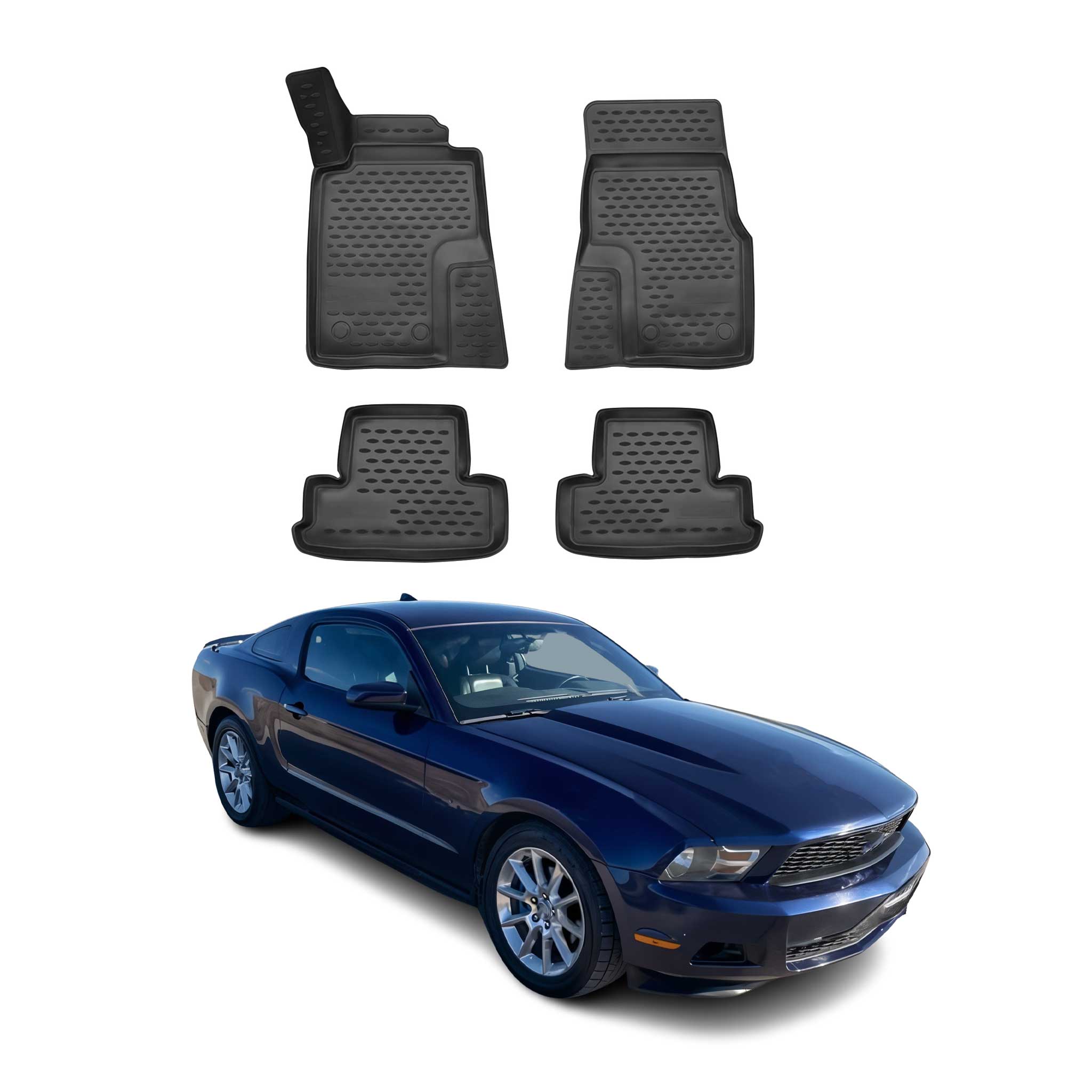 2010-2014 Ford Mustang Floor Mats Liners Full Set All Weather Black