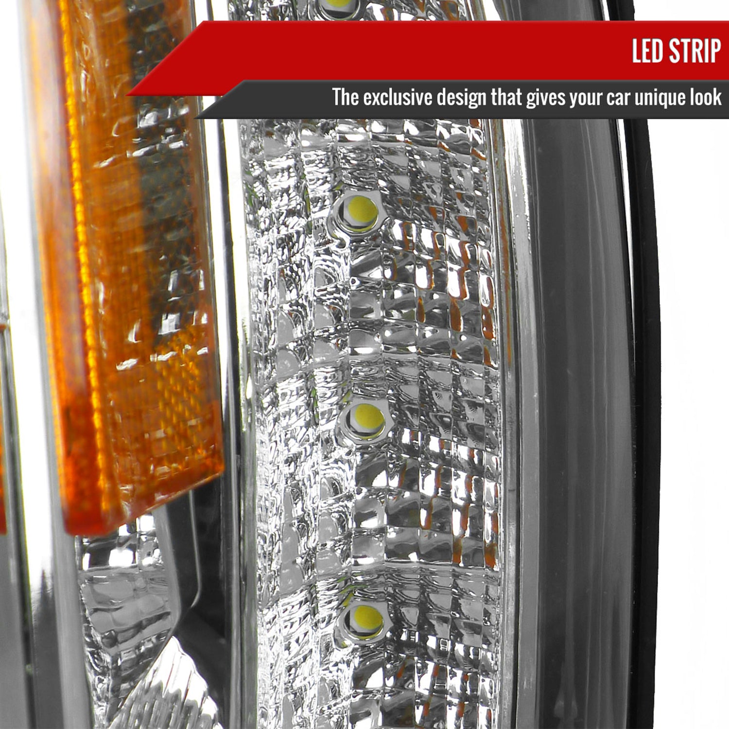 2002-2009 Chevy Trailblazer Projector Headlights LED Light Strip Chrome/Clear