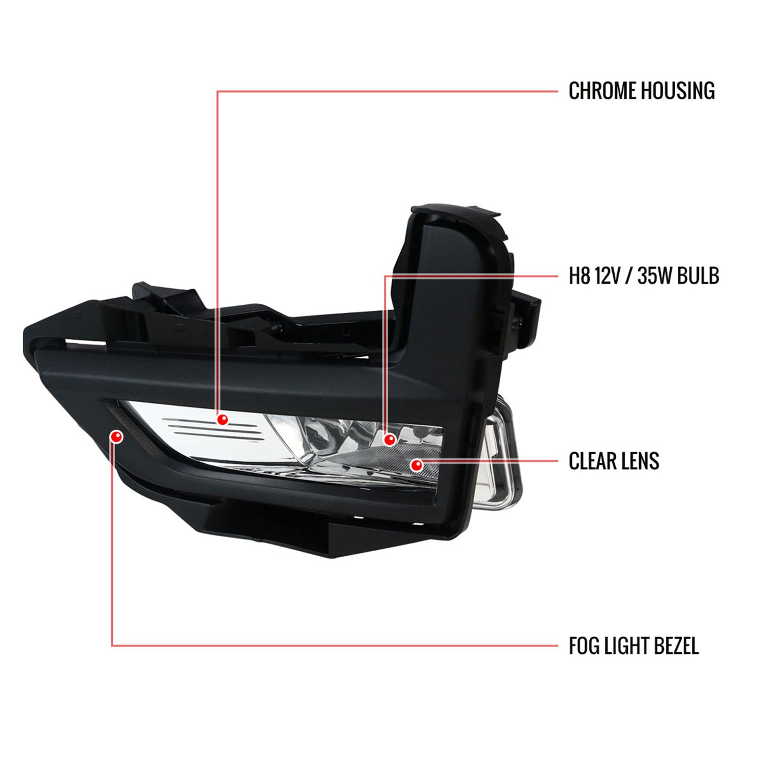 2017-2018 Nissan Rogue H8 Fog Lights Kit Chrome Housing/Clear Lens