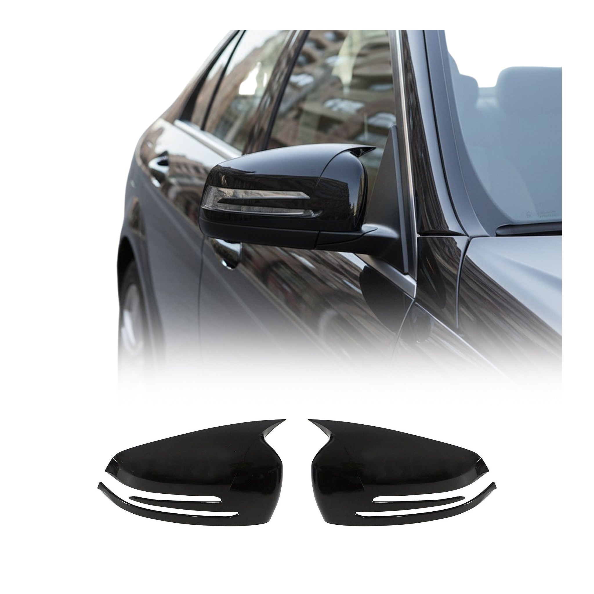 Mercedes W176 W246 C204 X204 X156 W212 Black Glossy Wing Mirror Cover Caps