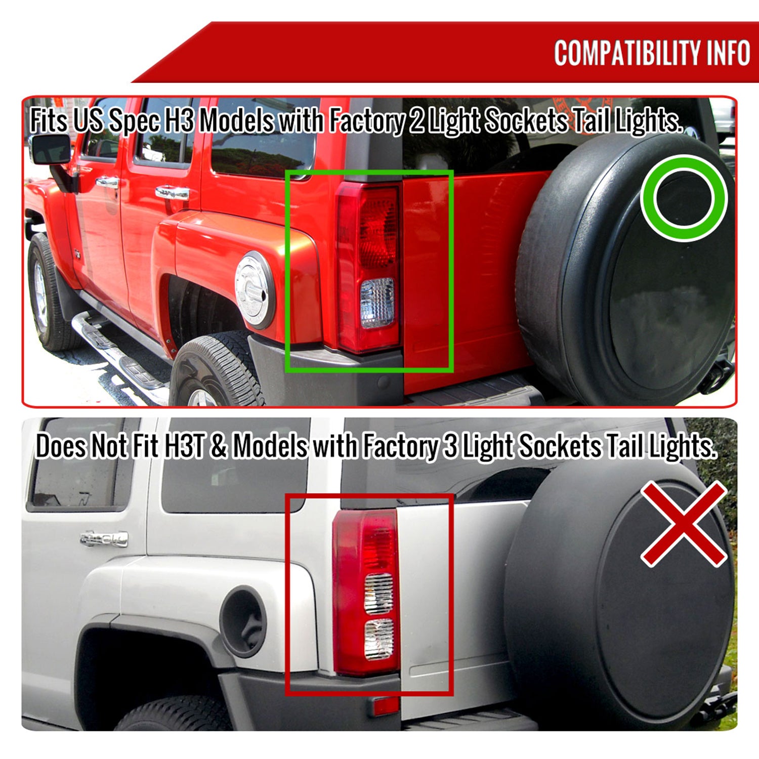 2005-2010 Hummer H3 LED Tail Lights Chrome Housing/Smoke Lens