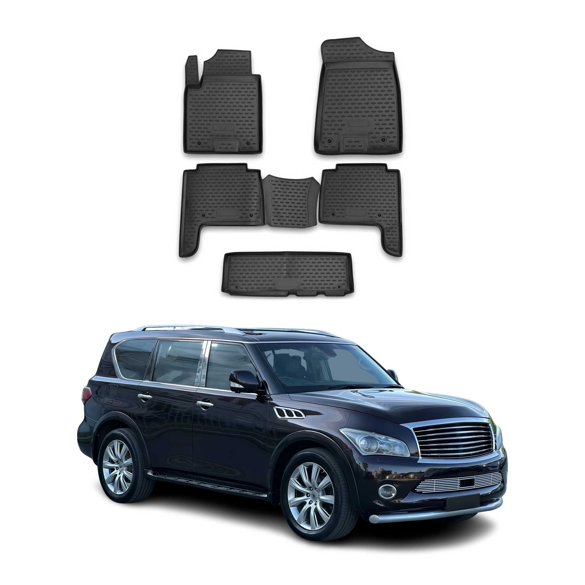 2017-2024 Nissan Armada Floor Mats Liners Full Set All Weather Black