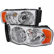 2002-2005 Dodge RAM 1500/ RAM 2500 3500 Headlights Amber Reflectors Chrome