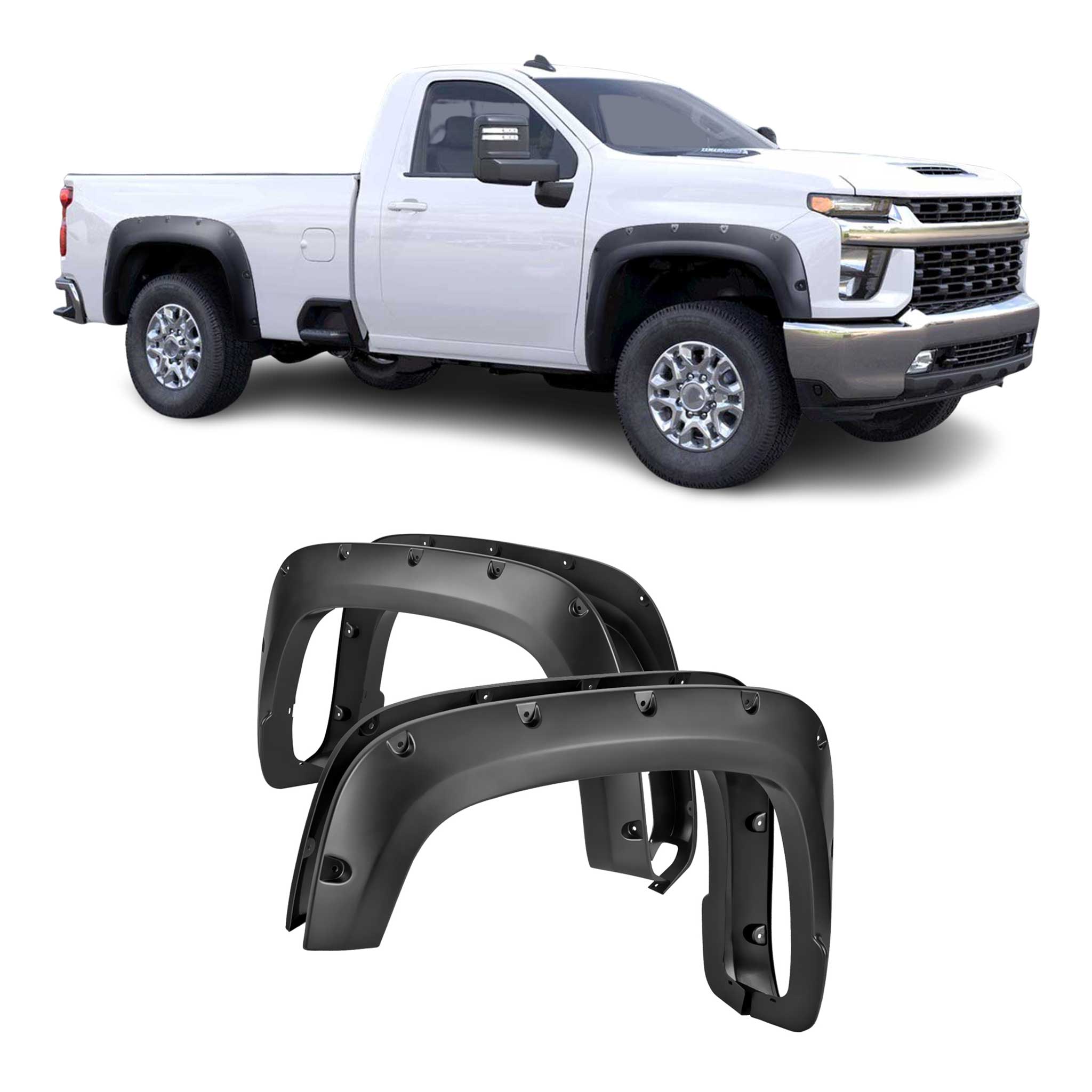 2020-2023 Chevy Silverado 2500/3500 HD 4PC Pocket Rivet Style Fender Flares