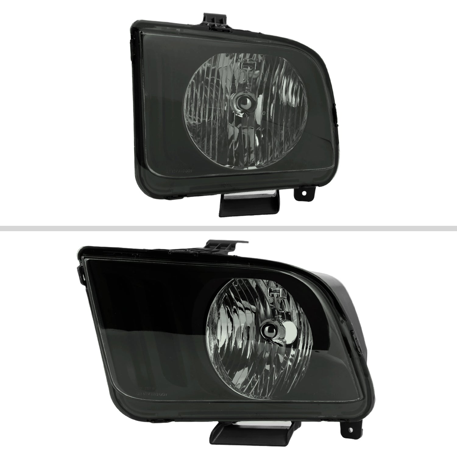 2005-2009 Ford Mustang Factory Style Headlights Matte Black/Light Smoke Lens