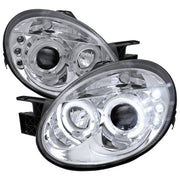 2003-2005 Dodge Neon Dual Halo Projector Headlights Chrome/Clear Lens