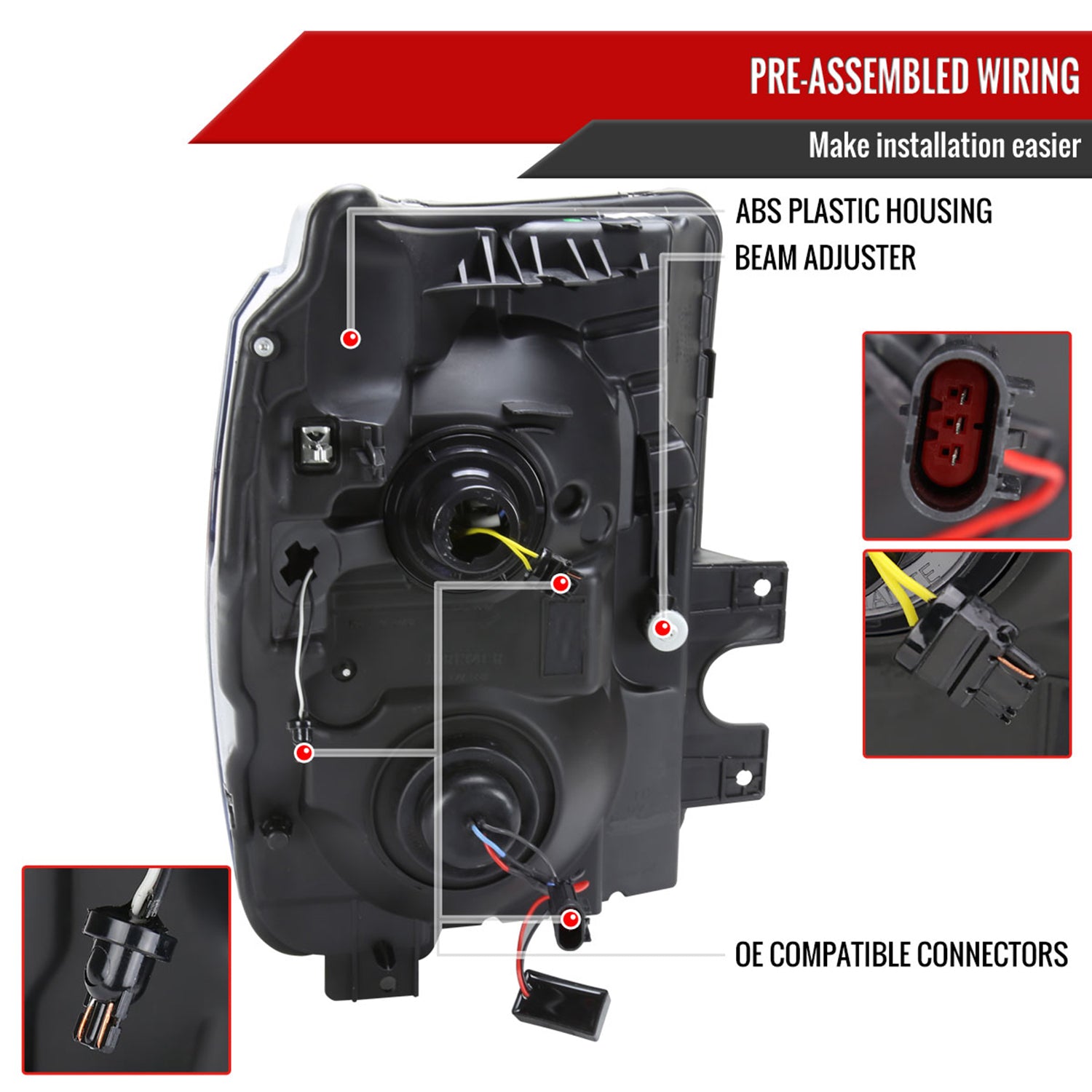 2011-2016 Ford F-250 F-350 F-450 F-550 LED CBar Projector Headlights Chrome