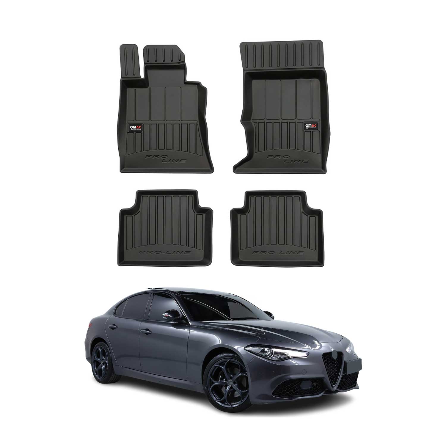 2017-2025 Alfa Romeo Giulia AWD Premium Floor Mats Liners Full Set All Weather Heavy Duty Black