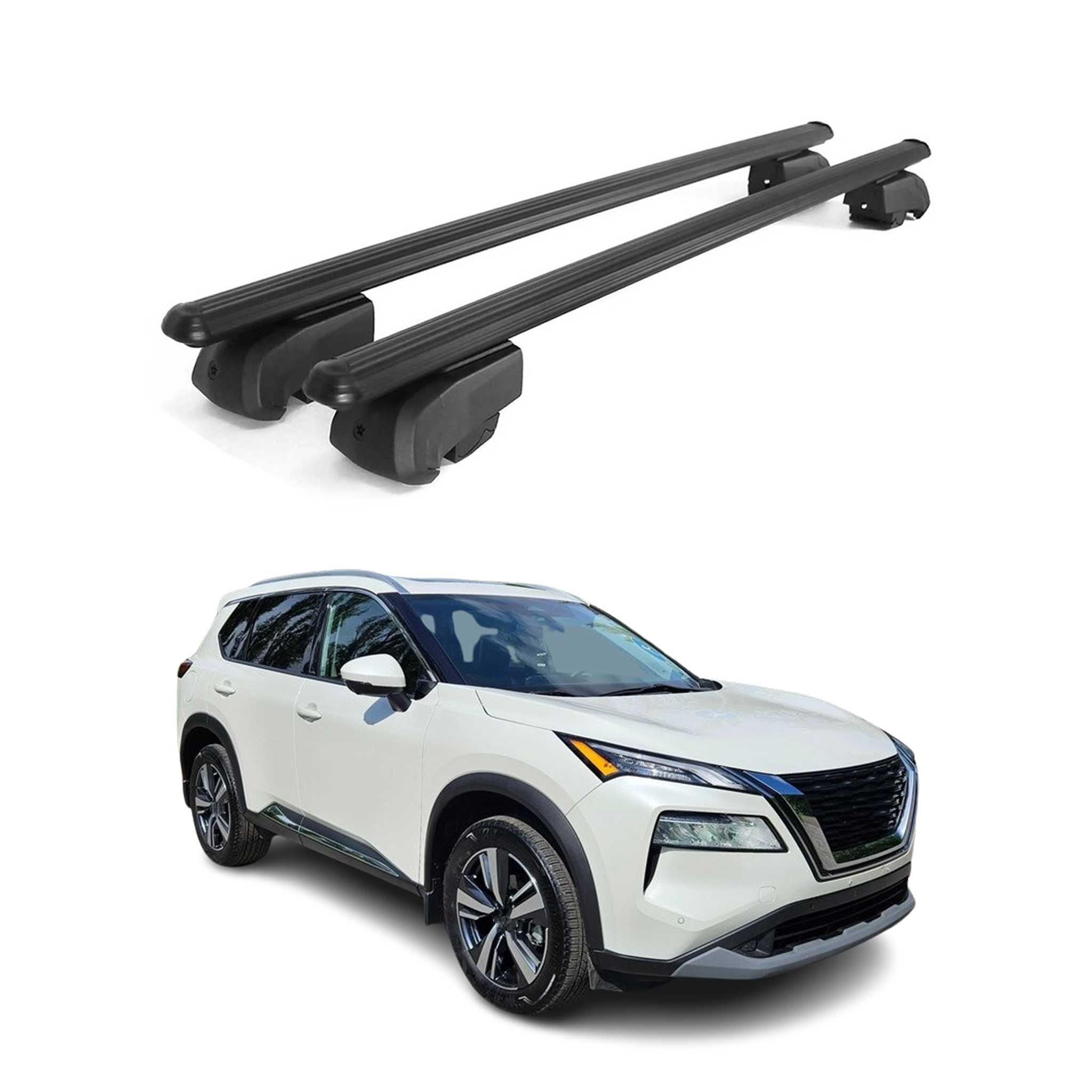 2021-2026 Nissan Rogue Roof Rack Cross Bars Luggage Carrier Alu Black 2x