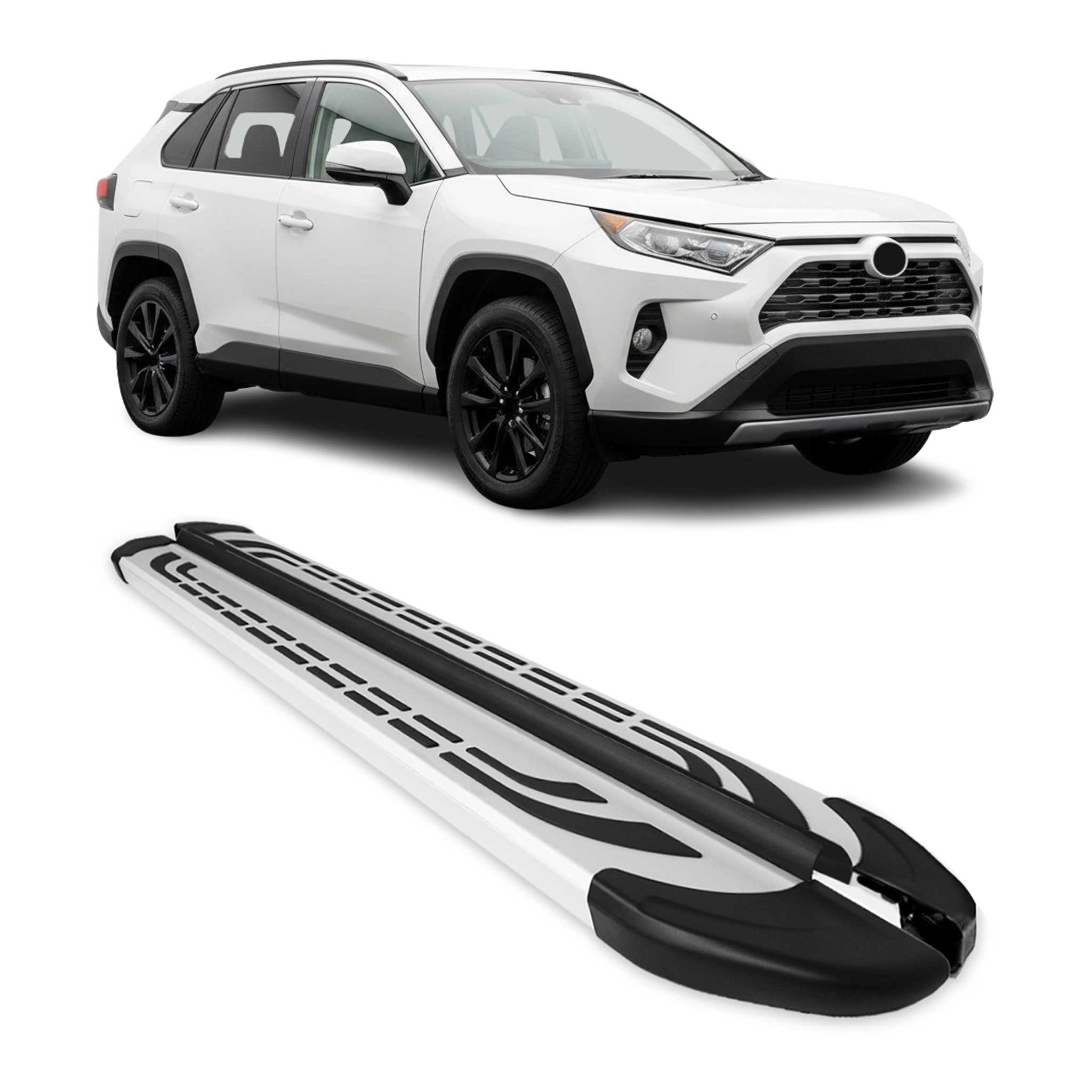 2019-2025 Toyota RAV4 Hybrid Running Boards Side Steps Silver