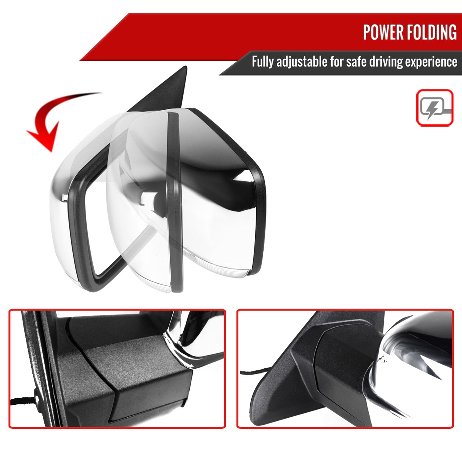 2013-2019 Dodge RAM Chrome Auto-Fold & Heated Side Mirror Driver Side