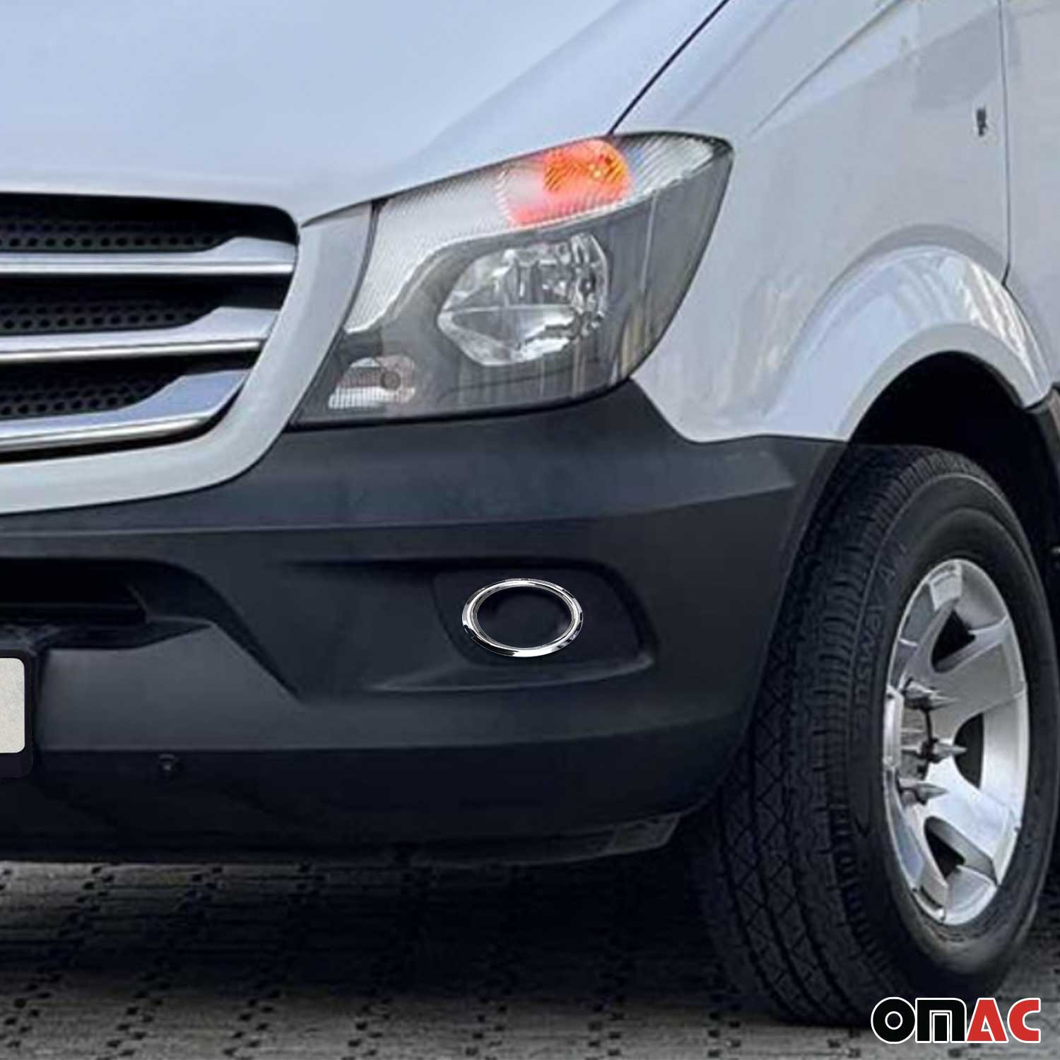 2014-2018 Mercedes Sprinter W906 Fog Light Lamp Bezel Cover Stainless Steel Silver 2Pcs