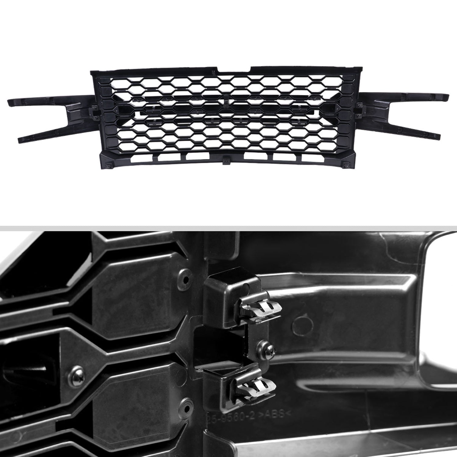2019-2022 Chevrolet Silverado 1500 LT Glossy Black Honeycomb Hood Grille