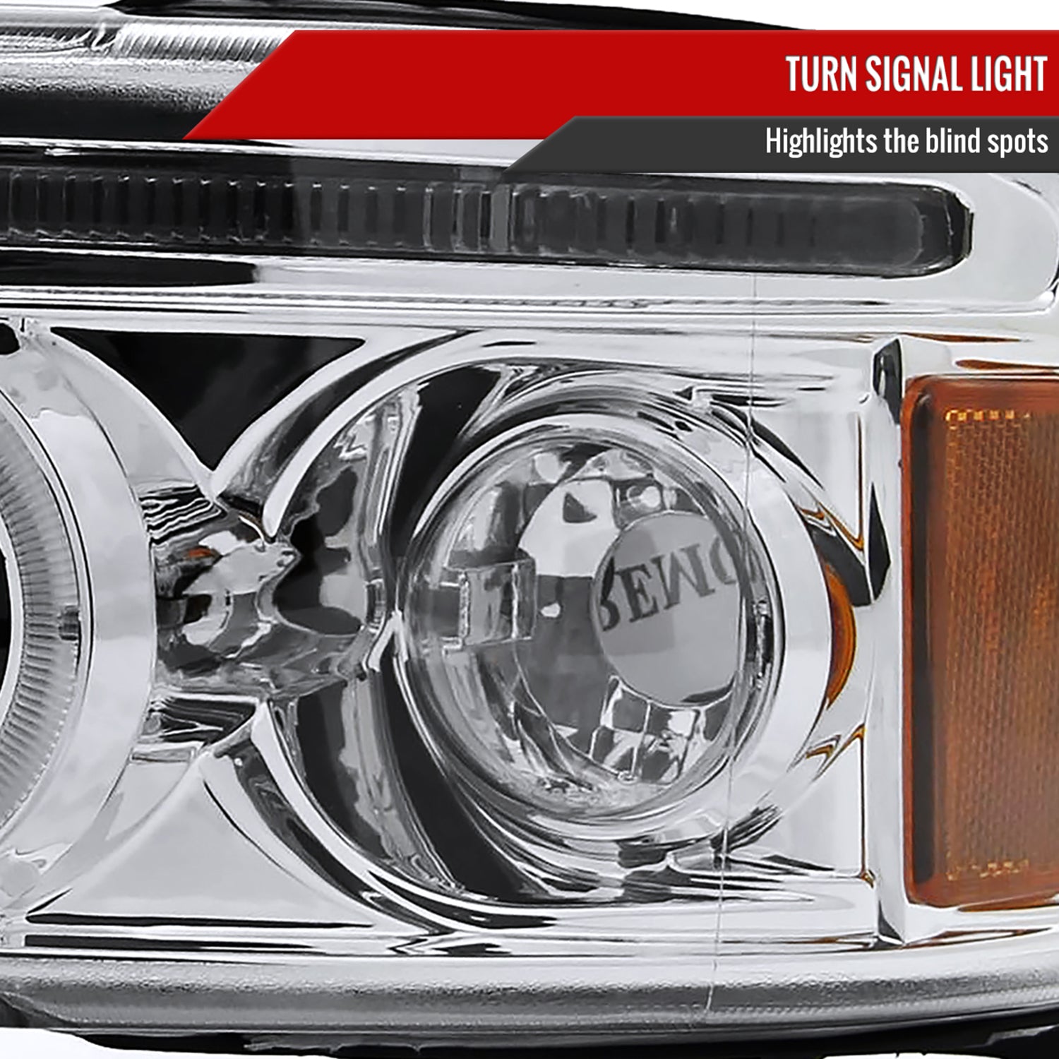 1994-2001 Dodge RAM 1500 2500 3500 Dual Halo Projector Headlights Chrome/Clear