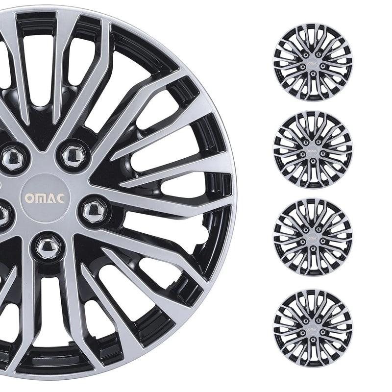 Rimini Hub Caps Wheel Cover 14" Grey & Black Full Set 4 pcs.