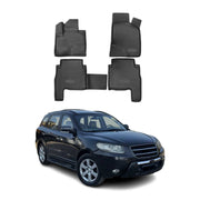 2007-2012 Hyundai Santa Fe Floor Mats Liners Full Set All Weather with 2 Retention Black