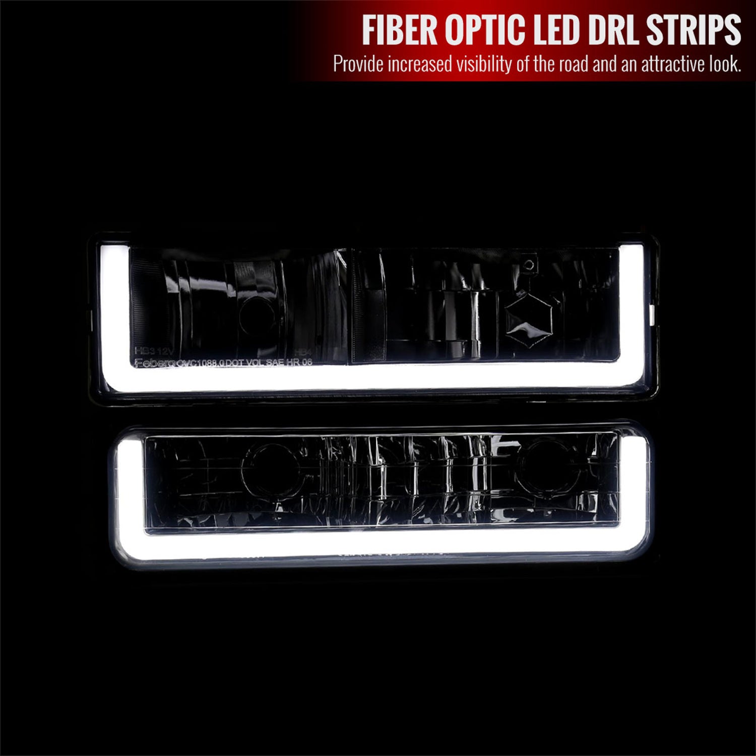 1994-1998 GMC C10/Sierra/Suburban/Yukon Factory Headlights LED Chrome