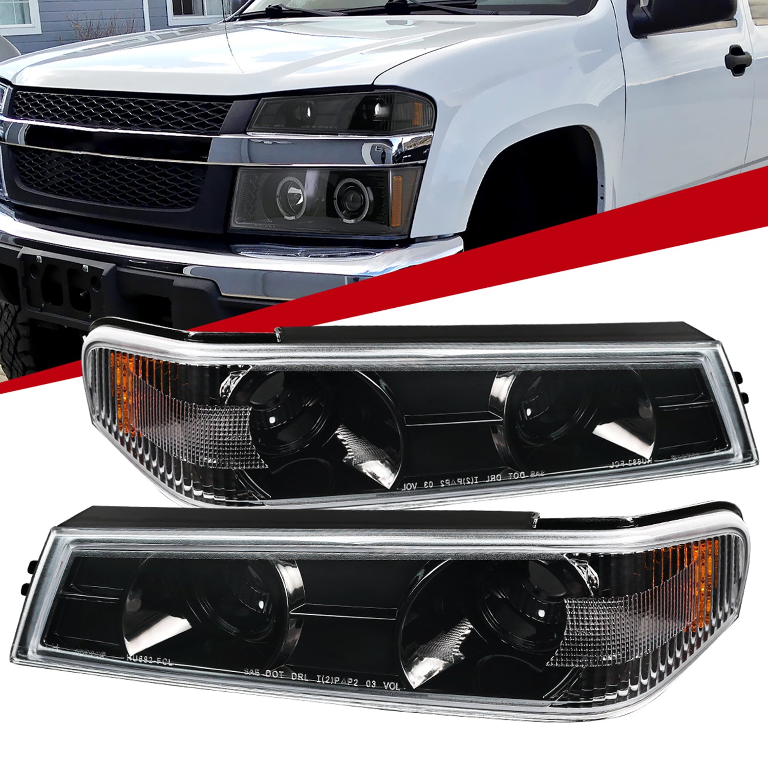 2004-2012 Chevy Colorado GMC Canyon Corner Lights Jet Black/Clear Lens