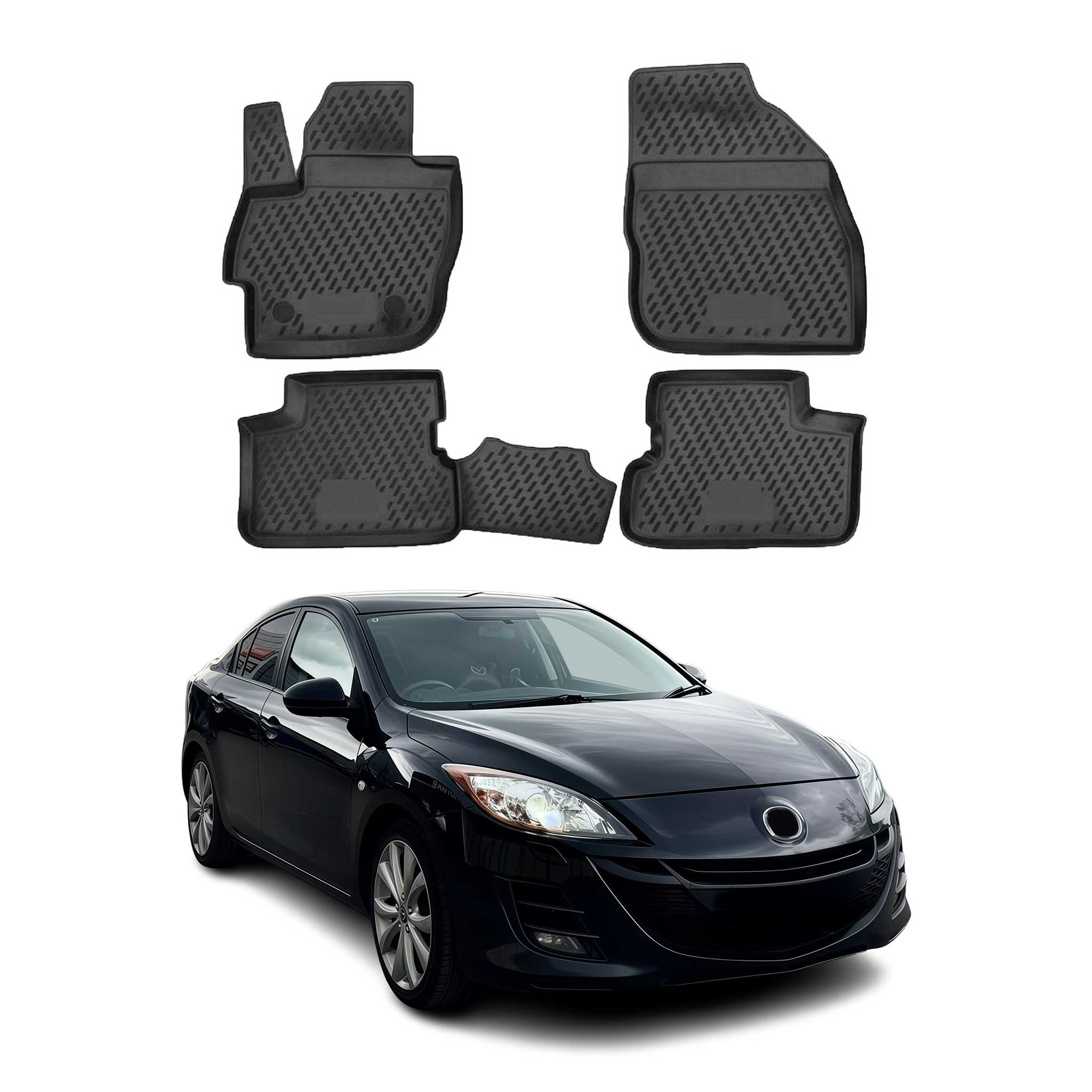 2010-2013 Mazda 3 Floor Mats Liners Full Set All Weather Black