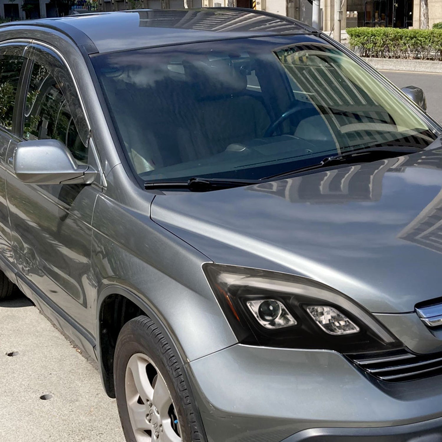 2007-2011 Honda CRV LED Bar Projector Headlights Matte Black/Clear Lens