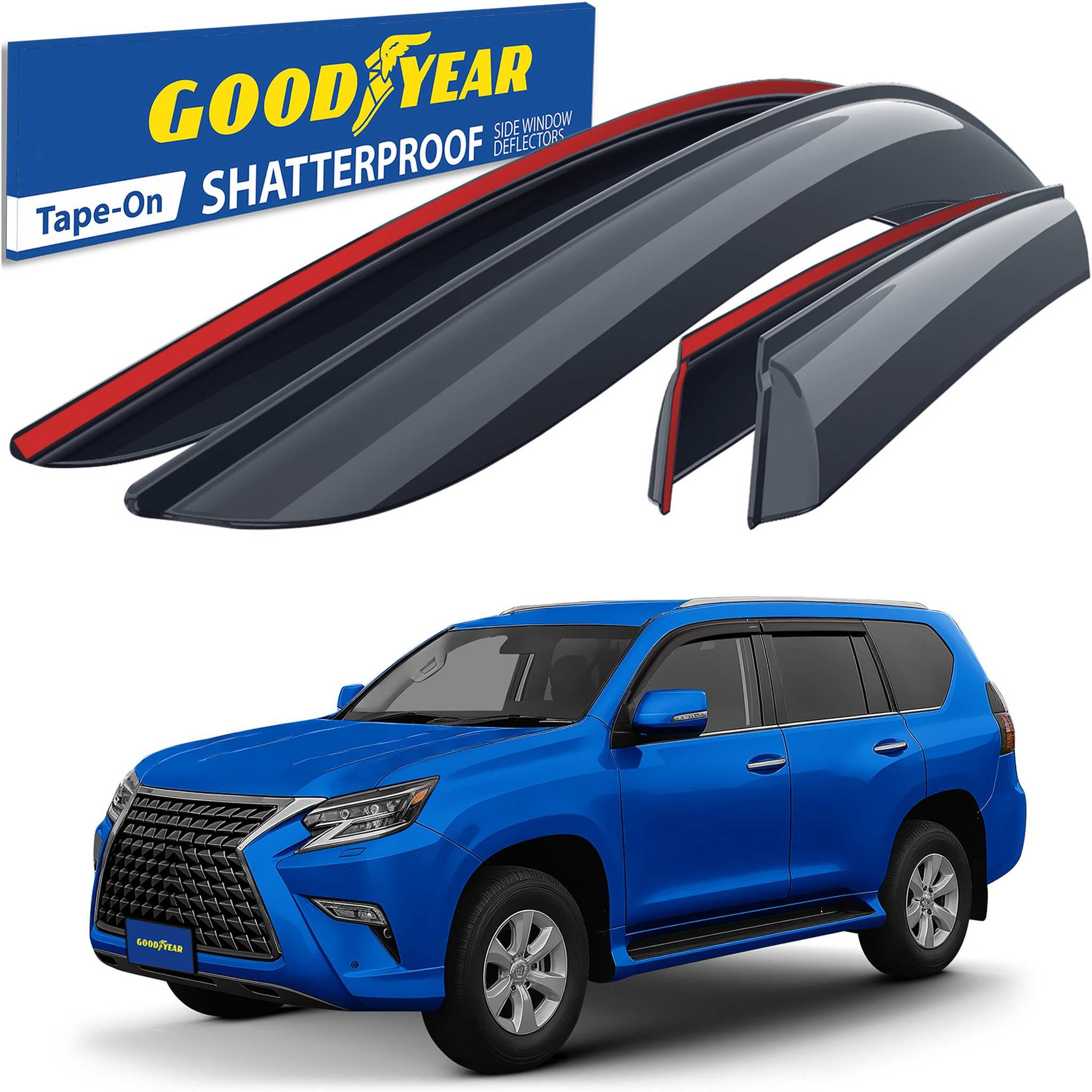 Goodyear Wind Deflectors for Lexus GX 460 2010-2023 Tape-On Premium Smoke 4Pcs