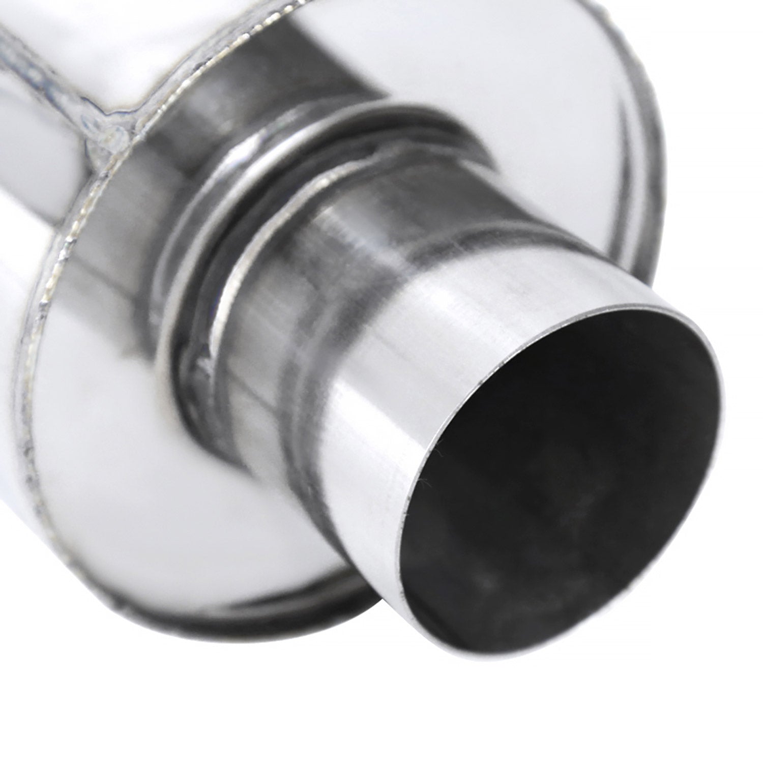 Universal 2.5" Inlet/4" Outlet S.Steel Spiral Flow Exhaust Muffler w/Slanted Tip