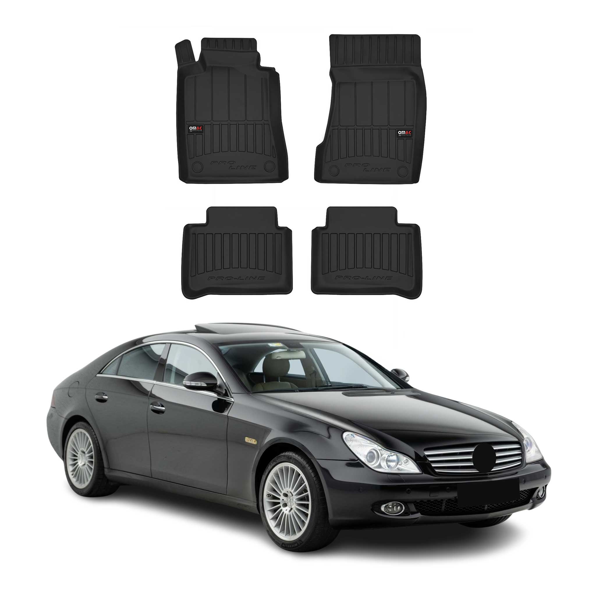 2008-2011 Mercedes CLS Class C219 Premium Floor Mats Liners Full Set All Weather Heavy Duty Black