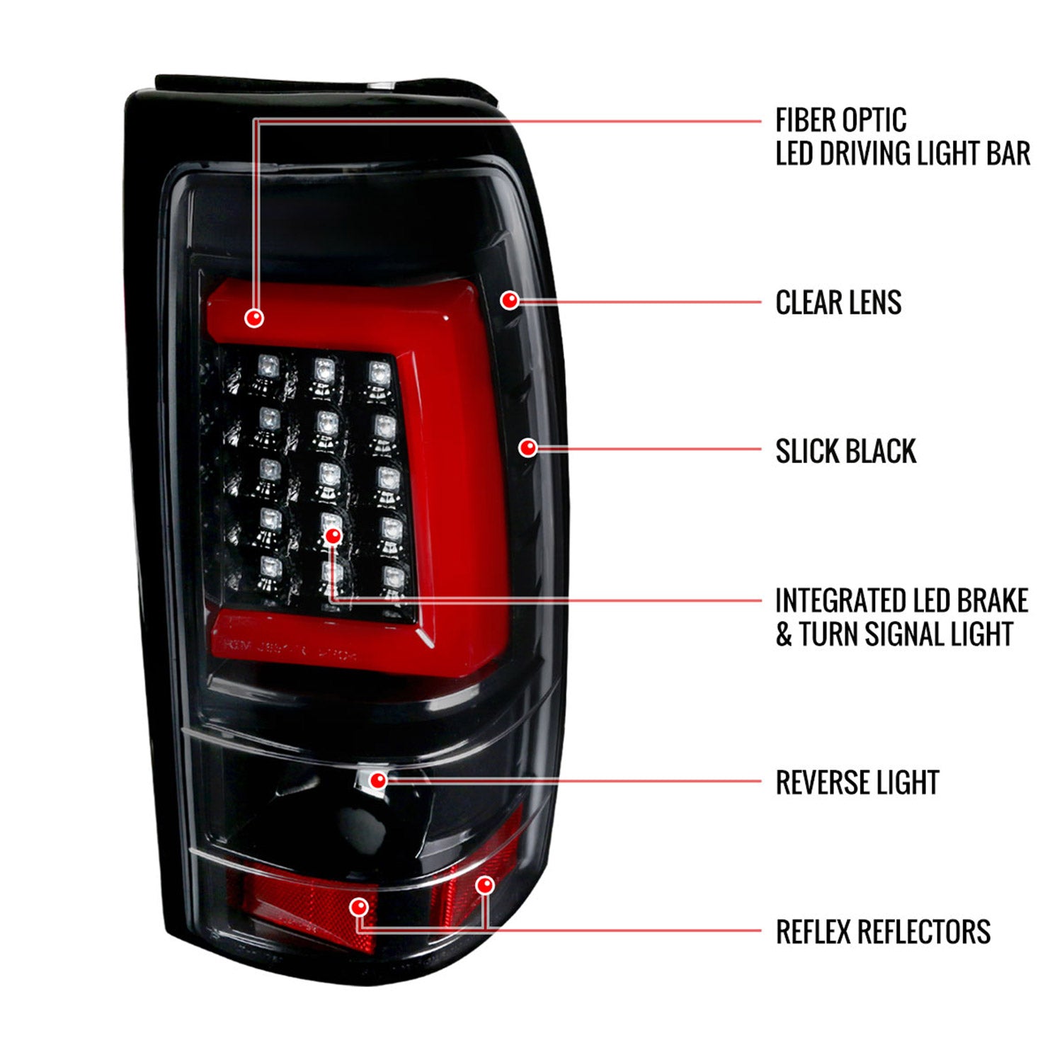 2003-2006 Chevy Silverado LED Tail Lights - G2 Jet Black Housing/Clear Lens