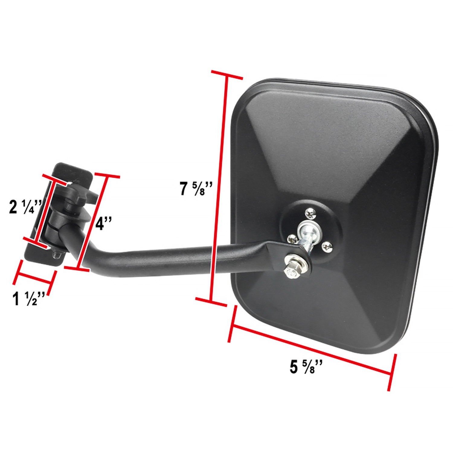 1997-2018 Jeep Wrangler TJ/JK Quick Release Black Steel Square Side Mirrors