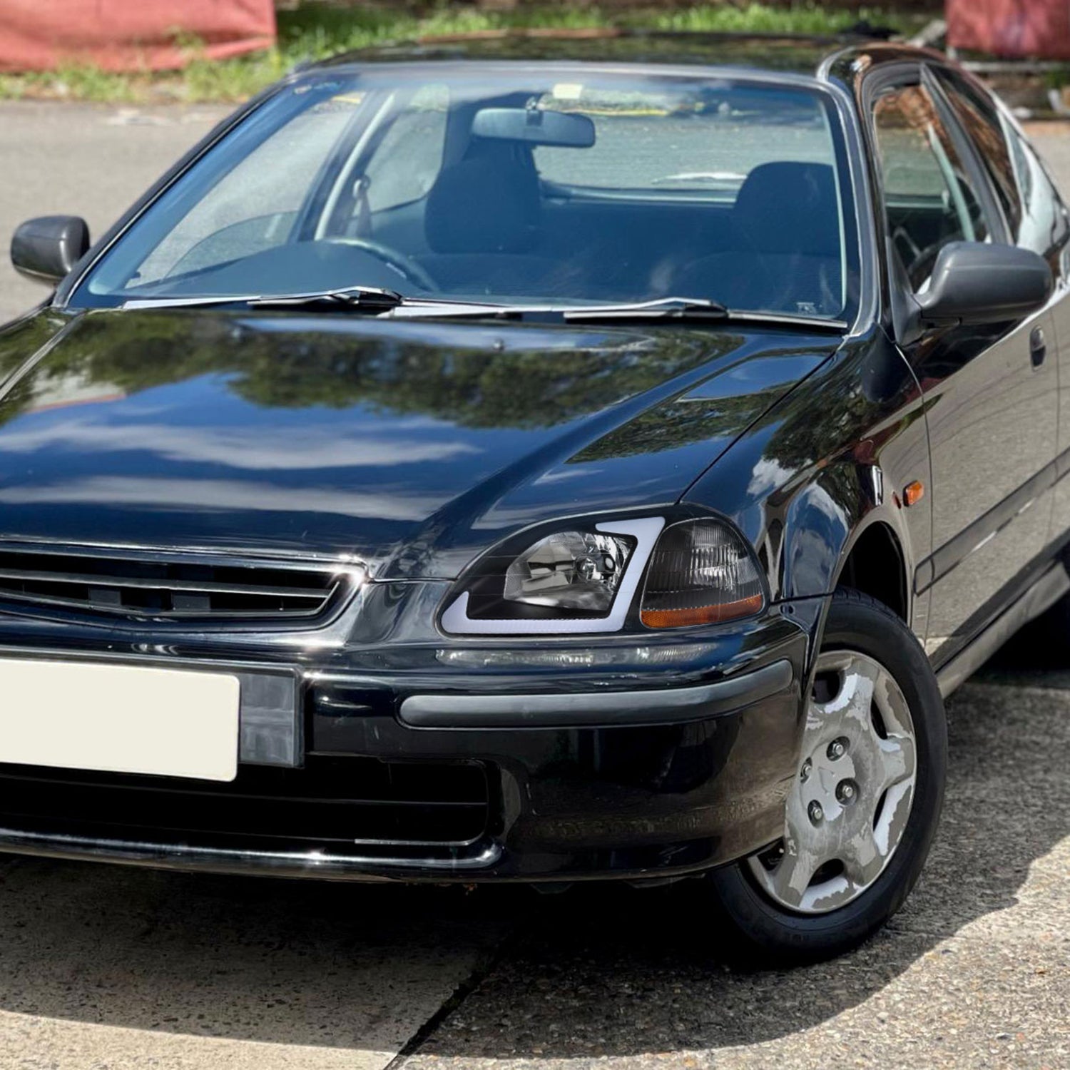 1996-1998 Honda Civic Coupe/Sedan LED Bar Factory Headlights Matt Black