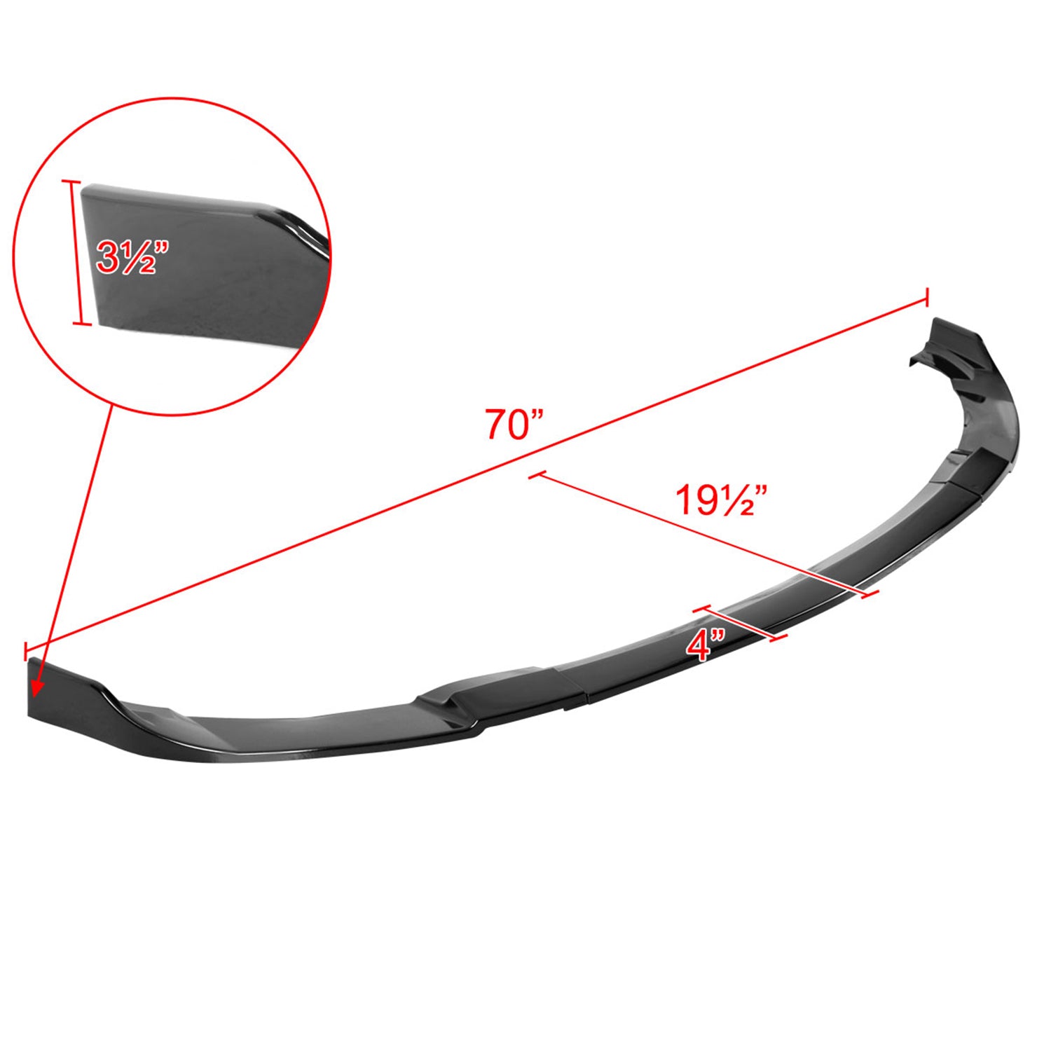 2012-2017 Hyundai Veloster Glossy Black 3Pcs Front Bumper Lip Splitter Kit