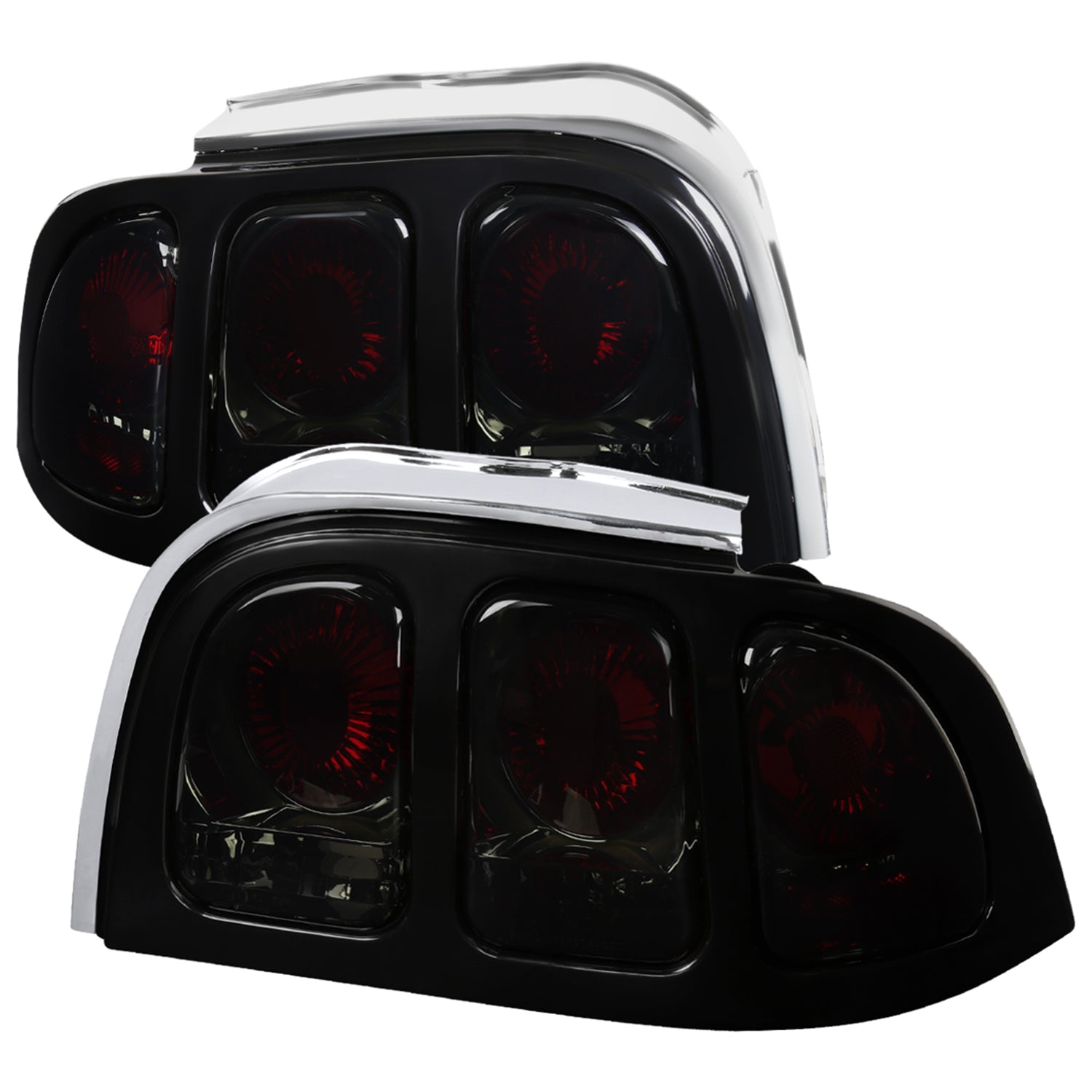 1994-1998 Ford Mustang Tail Lights Chrome Housing/Smoke Lens