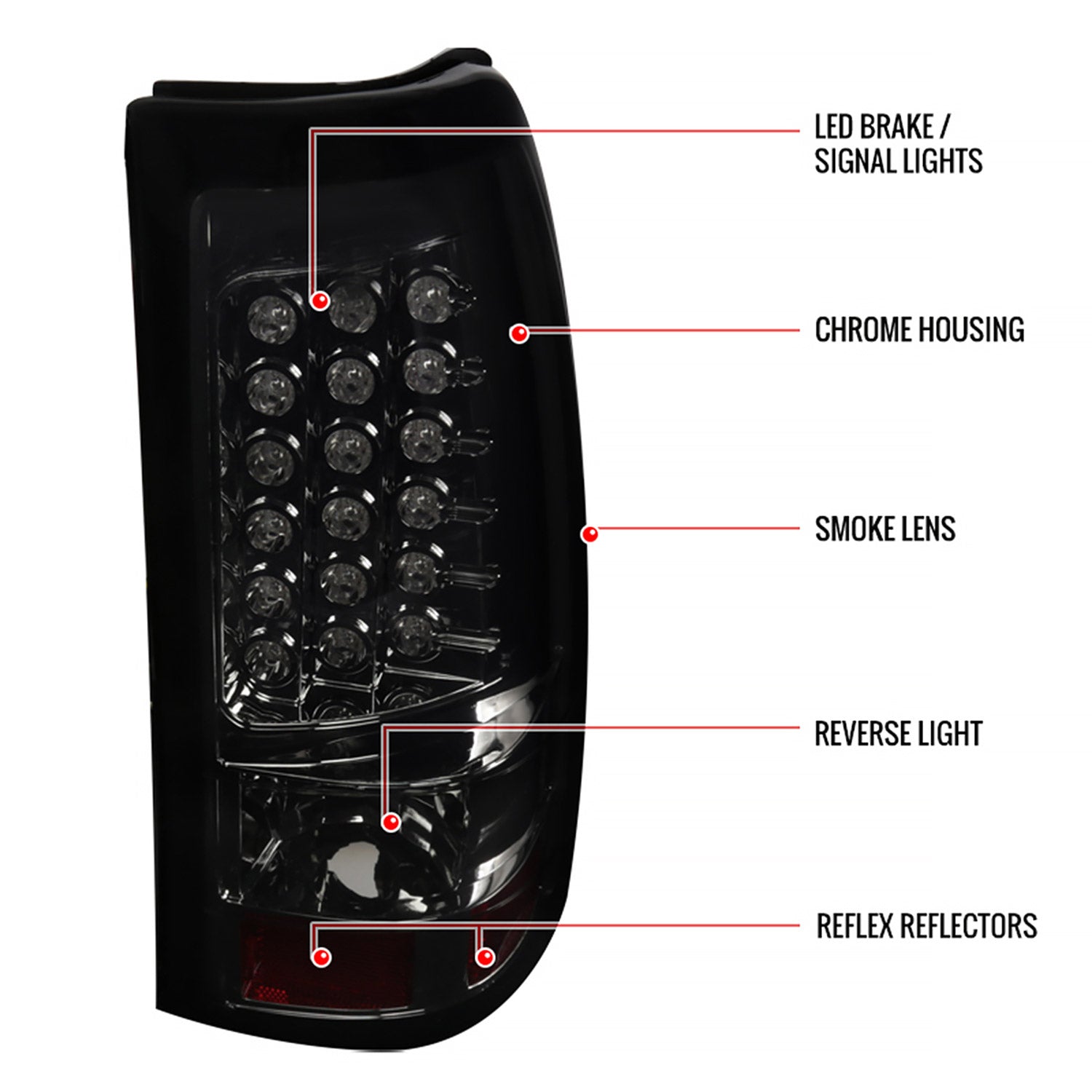 1999-2002 Chevy Silverado/ 1999-2006 GMC Sierra LED Tail Lights Chrome/Smoke