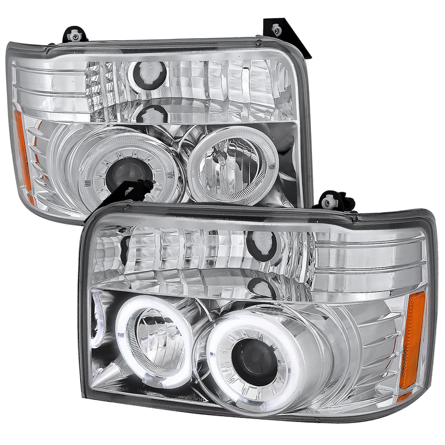 1992-1996 Ford F150 F-250 F-350 Bronco Dual Halo Projector Headlights Chrome