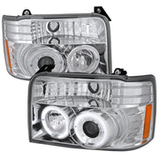 1992-1996 Ford F150 F-250 F-350 Bronco Dual Halo Projector Headlights Chrome