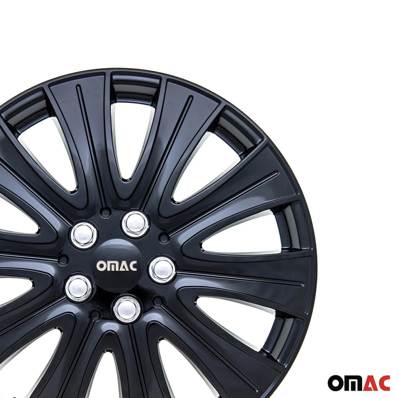 Pisa Hub Caps Wheel Cover 14" Gloss Black & Grey Full Set 4 pcs.