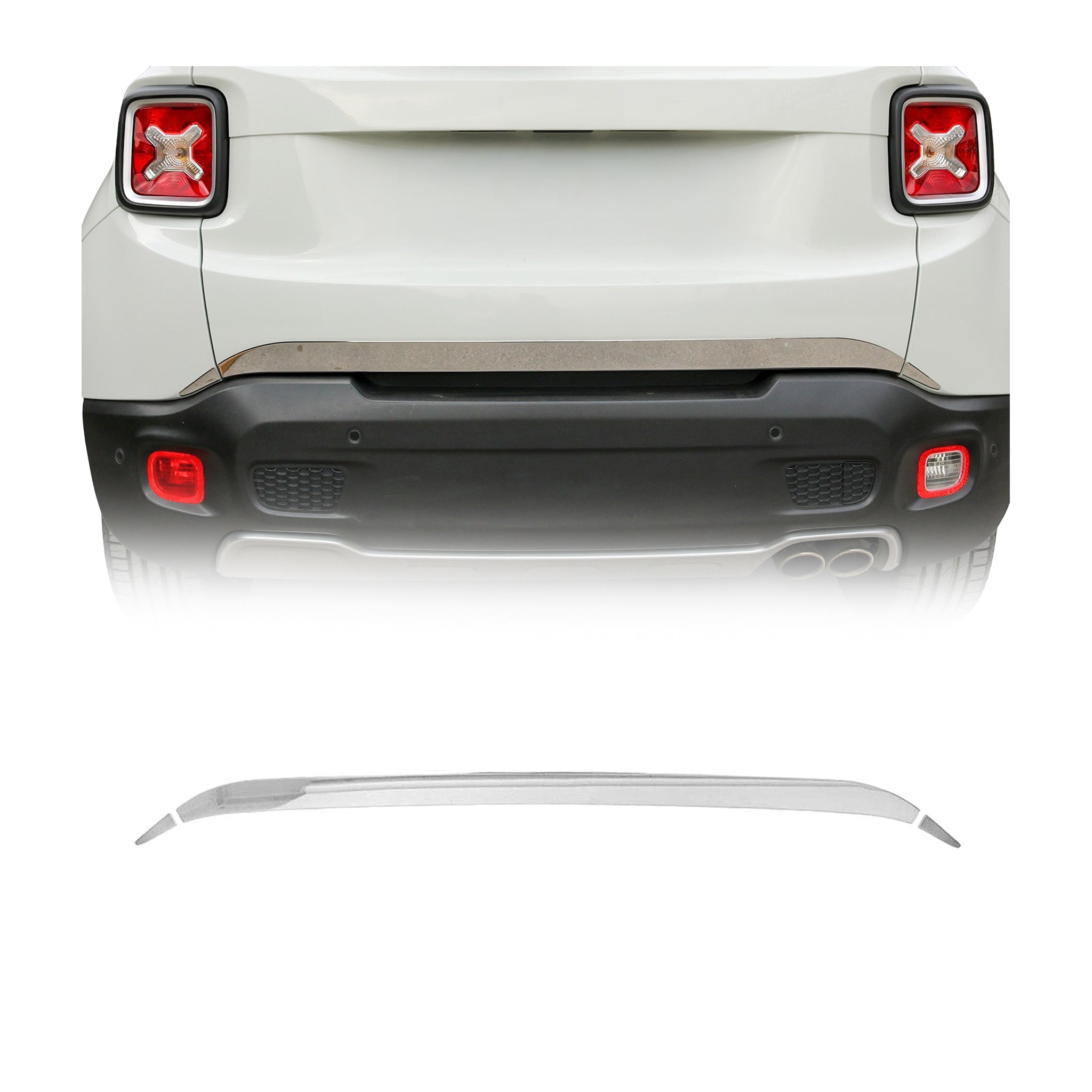 2015-2018 Jeep Renegade Rear Trunk Molding Trim for Jeep Renegade 2015-2018 Steel Silver 3 Pcs