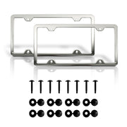 2 Pcs Chrome Stainless Steel License Plate Frame Tag Holder