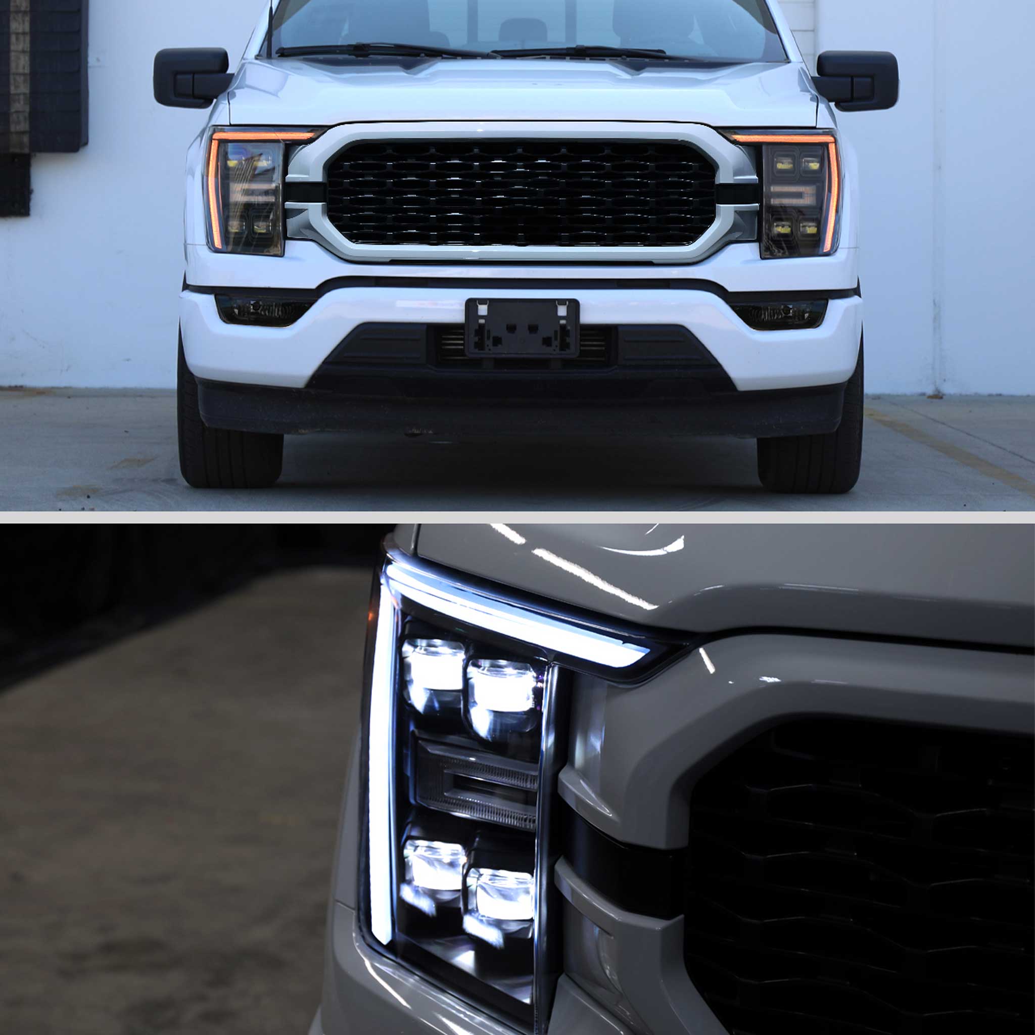 For Ford F-150 2021-2023 Full LED Projector Headlights Sequential DRL Black Clear Halogen Fit