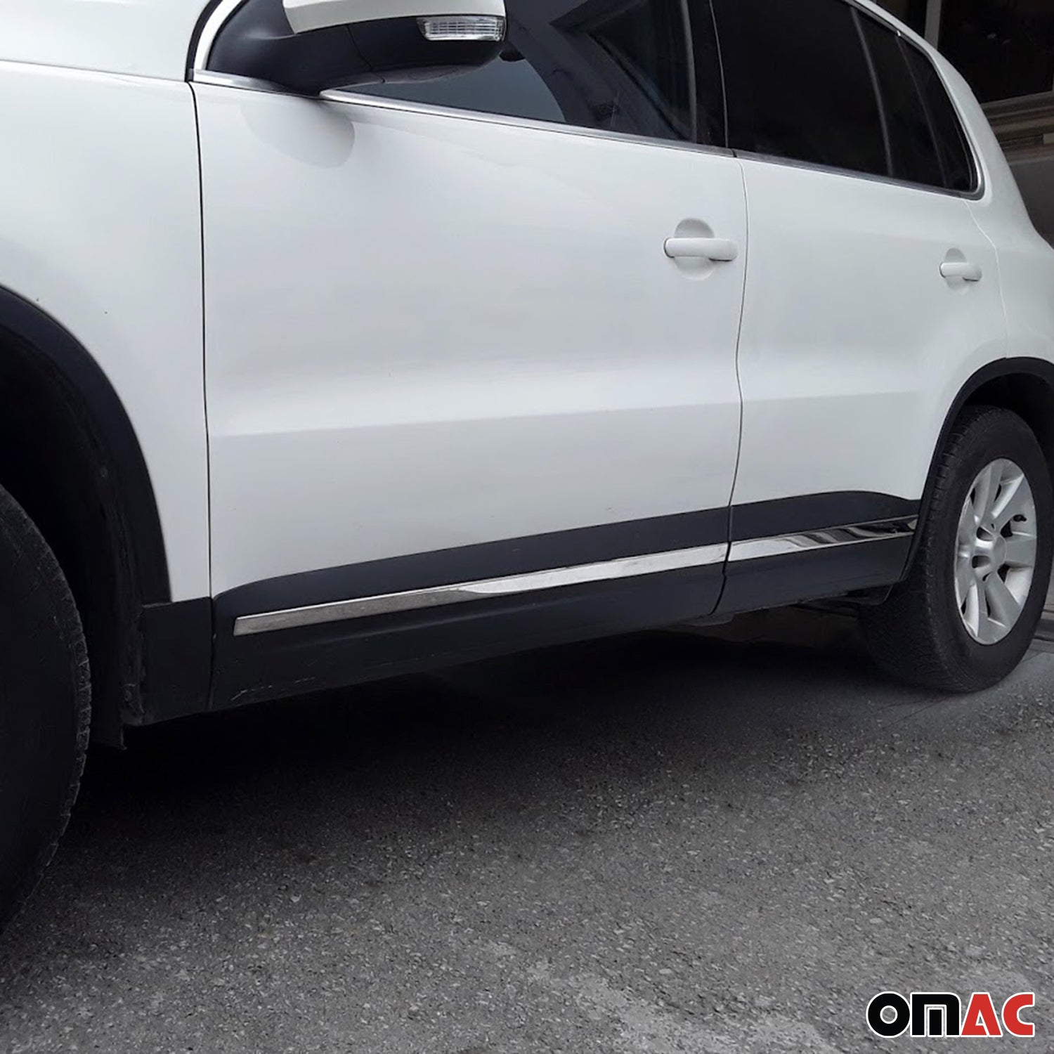 2012-2017 VW Tiguan Side Door Molding Trim Skirt Garnish Stainless Steel Silver 4 Pcs