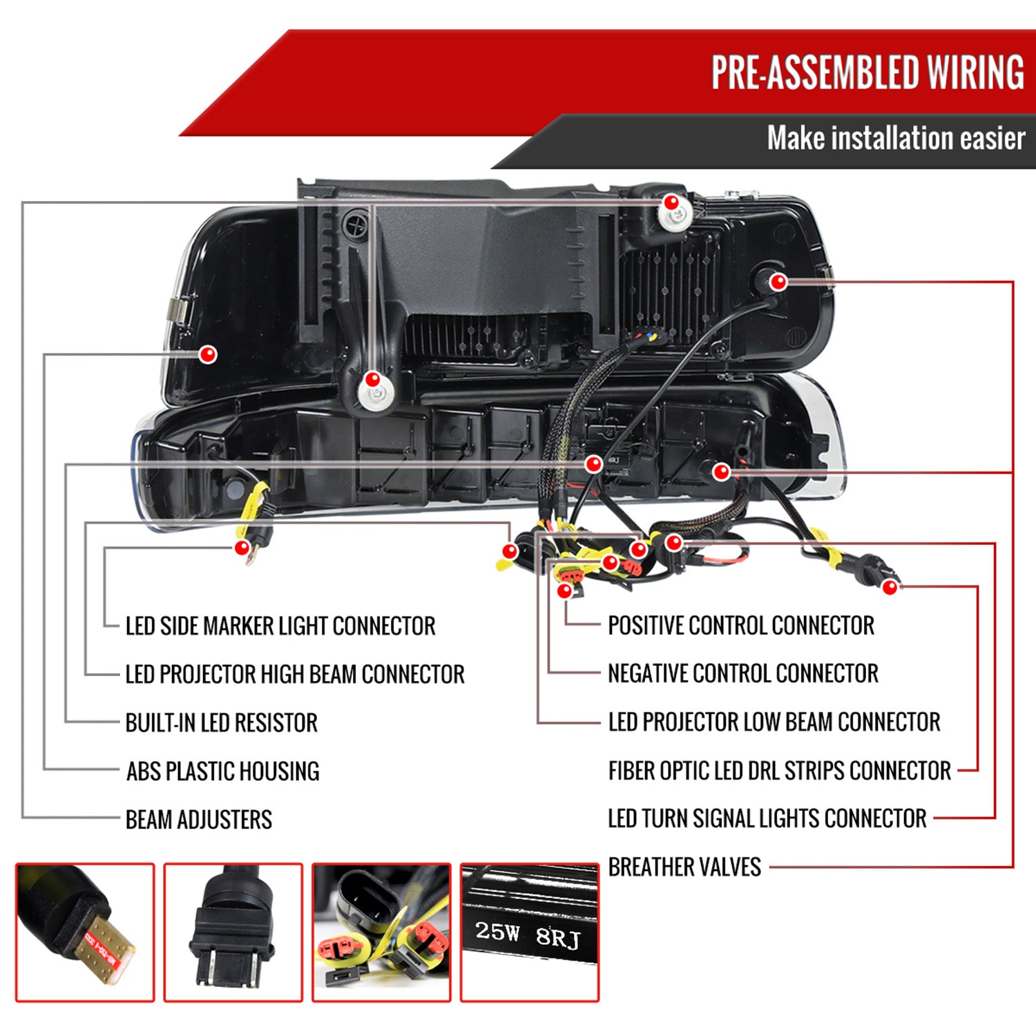 1999-2002 Chevy Silverado /Tahoe / Suburban LED DRL Headlights Bumper Lights