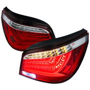2004-2007 BMW E60 5 Series Sedan LED Tail Lights Chrome/Red Clear Lens