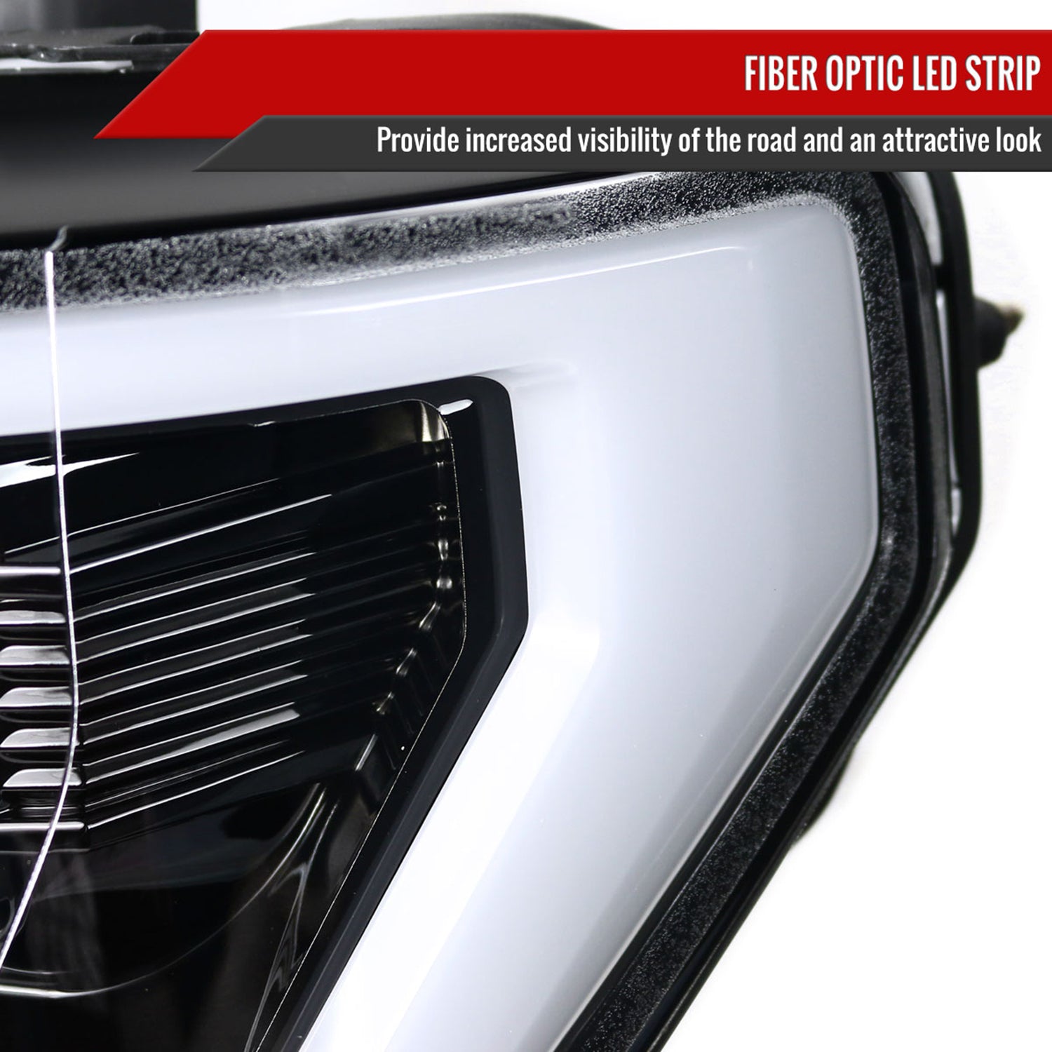 2015-2017 Ford F-150 LED Bar Projector Headlights Jet Black/Clear Lens